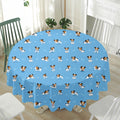 Blue Jack Russell Terrier Pattern Print Waterproof Round Tablecloth