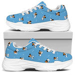 Blue Jack Russell Terrier Pattern Print White Chunky Shoes
