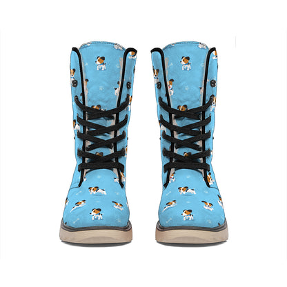 Blue Jack Russell Terrier Pattern Print Winter Boots