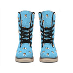 Blue Jack Russell Terrier Pattern Print Winter Boots
