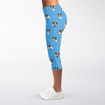 Blue Jack Russell Terrier Pattern Print Women's Capri Leggings