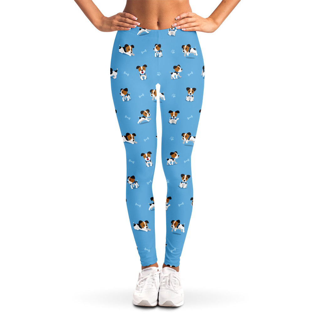 Blue Jack Russell Terrier Pattern Print Women's Leggings