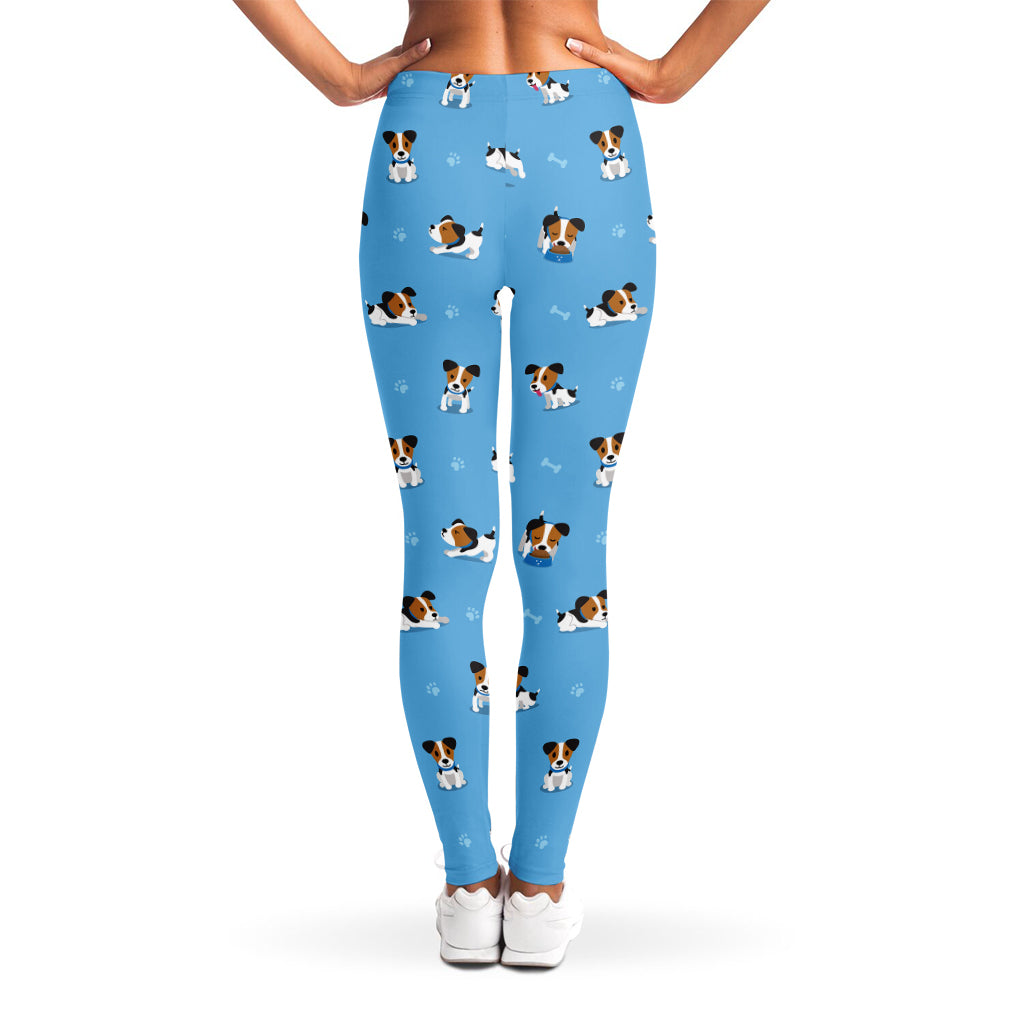 Blue Jack Russell Terrier Pattern Print Women's Leggings