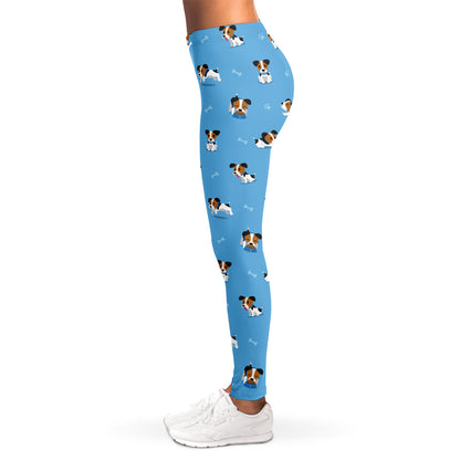 Blue Jack Russell Terrier Pattern Print Women's Leggings