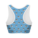 Blue Jack Russell Terrier Pattern Print Women's Sports Bra