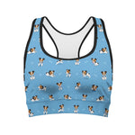 Blue Jack Russell Terrier Pattern Print Women's Sports Bra