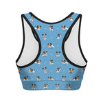 Blue Jack Russell Terrier Pattern Print Women's Sports Bra