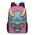 Blue Japanese Demon Print 17 Inch Backpack
