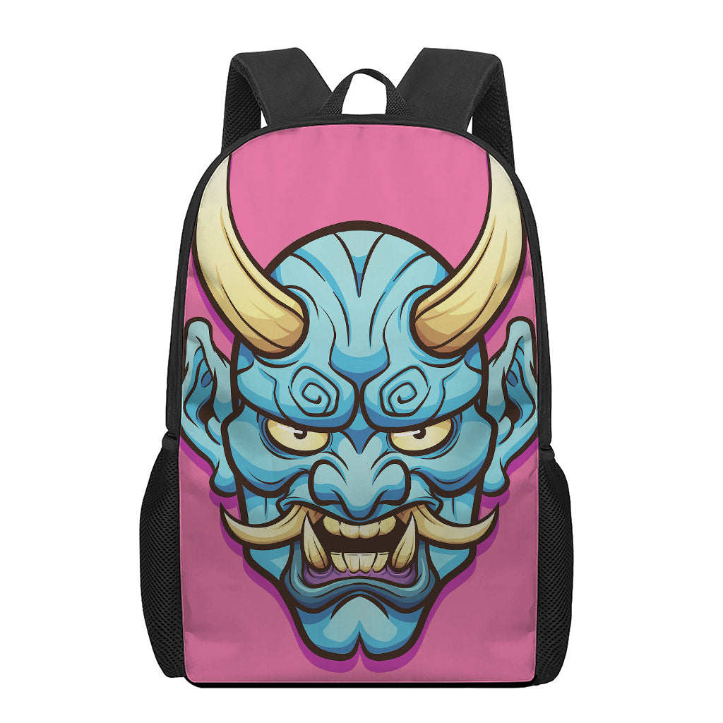 Blue Japanese Demon Print 17 Inch Backpack