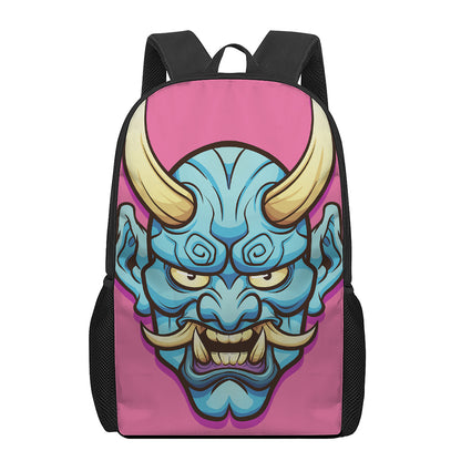 Blue Japanese Demon Print 17 Inch Backpack