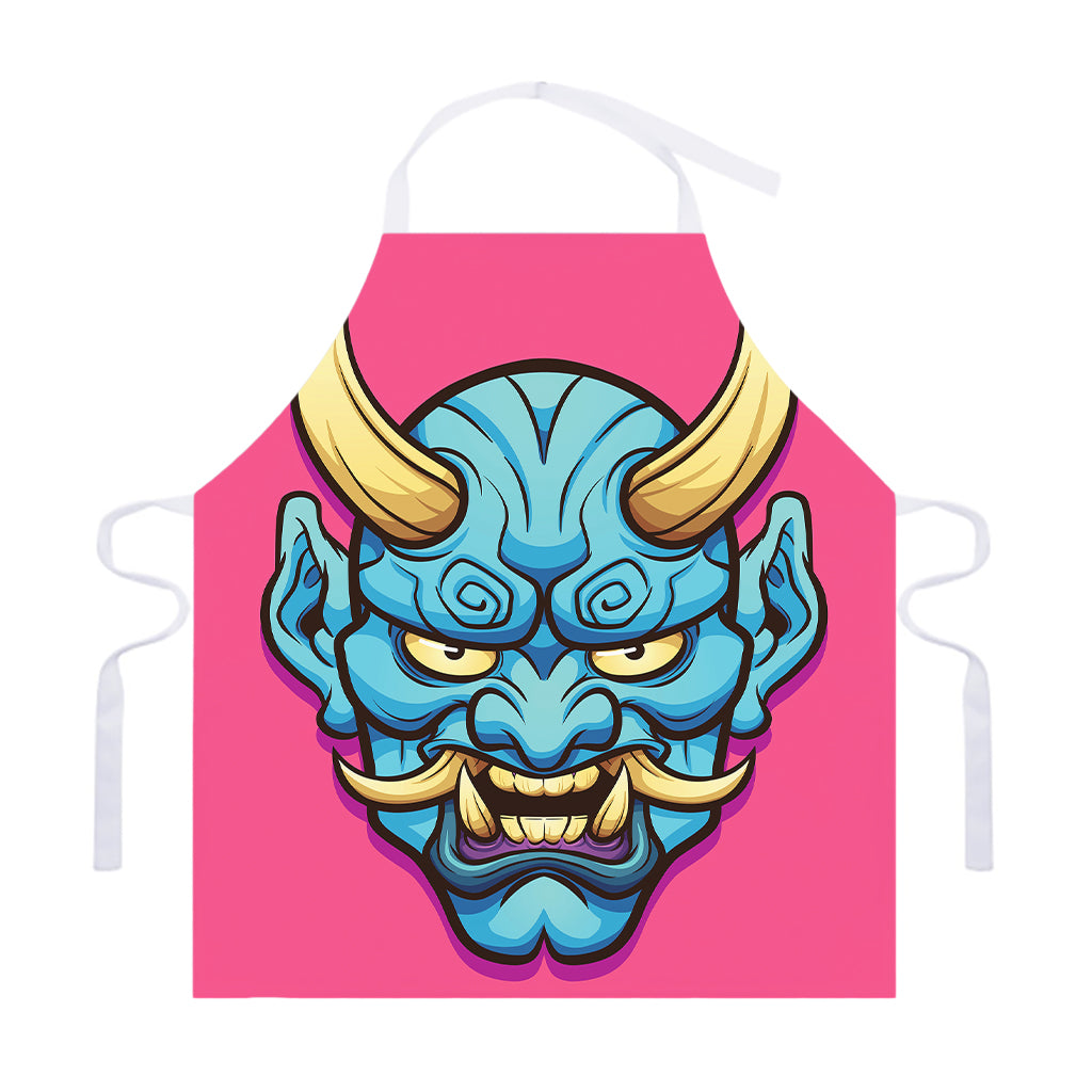 Blue Japanese Demon Print Adjustable Apron