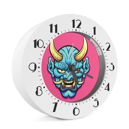 Blue Japanese Demon Print Alarm Clock