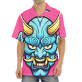 Blue Japanese Demon Print Aloha Shirt