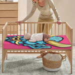 Blue Japanese Demon Print Baby Crib Sheet