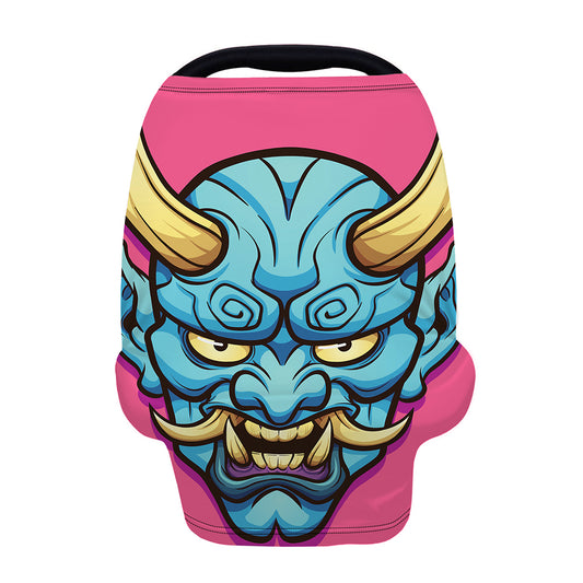 Blue Japanese Demon Print Baby Seat Cover