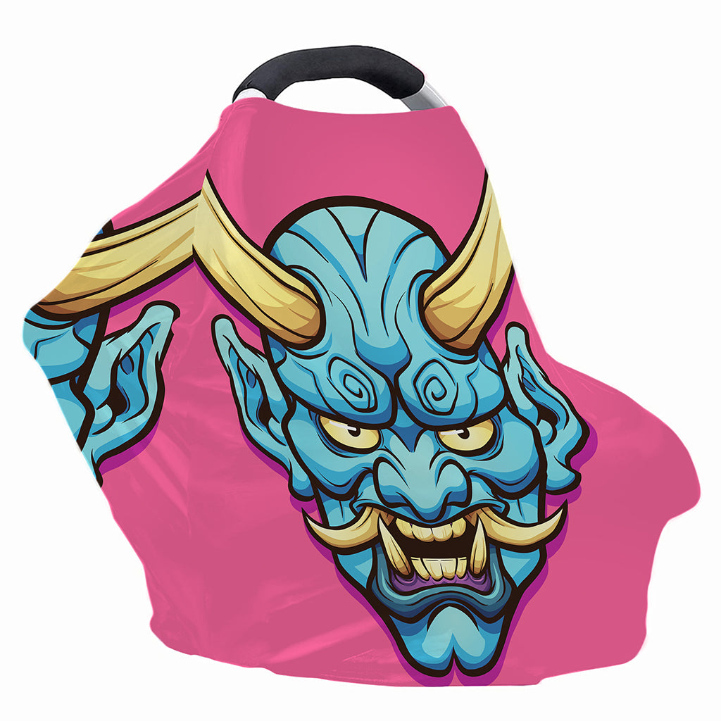 Blue Japanese Demon Print Baby Seat Cover