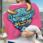 Blue Japanese Demon Print Baby Seat Cover
