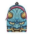 Blue Japanese Demon Print School Backpack
