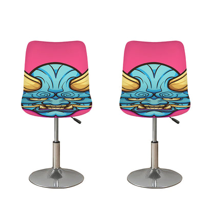 Blue Japanese Demon Print Bar Stool Covers