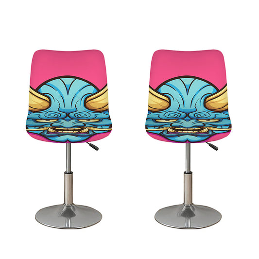 Blue Japanese Demon Print Bar Stool Covers