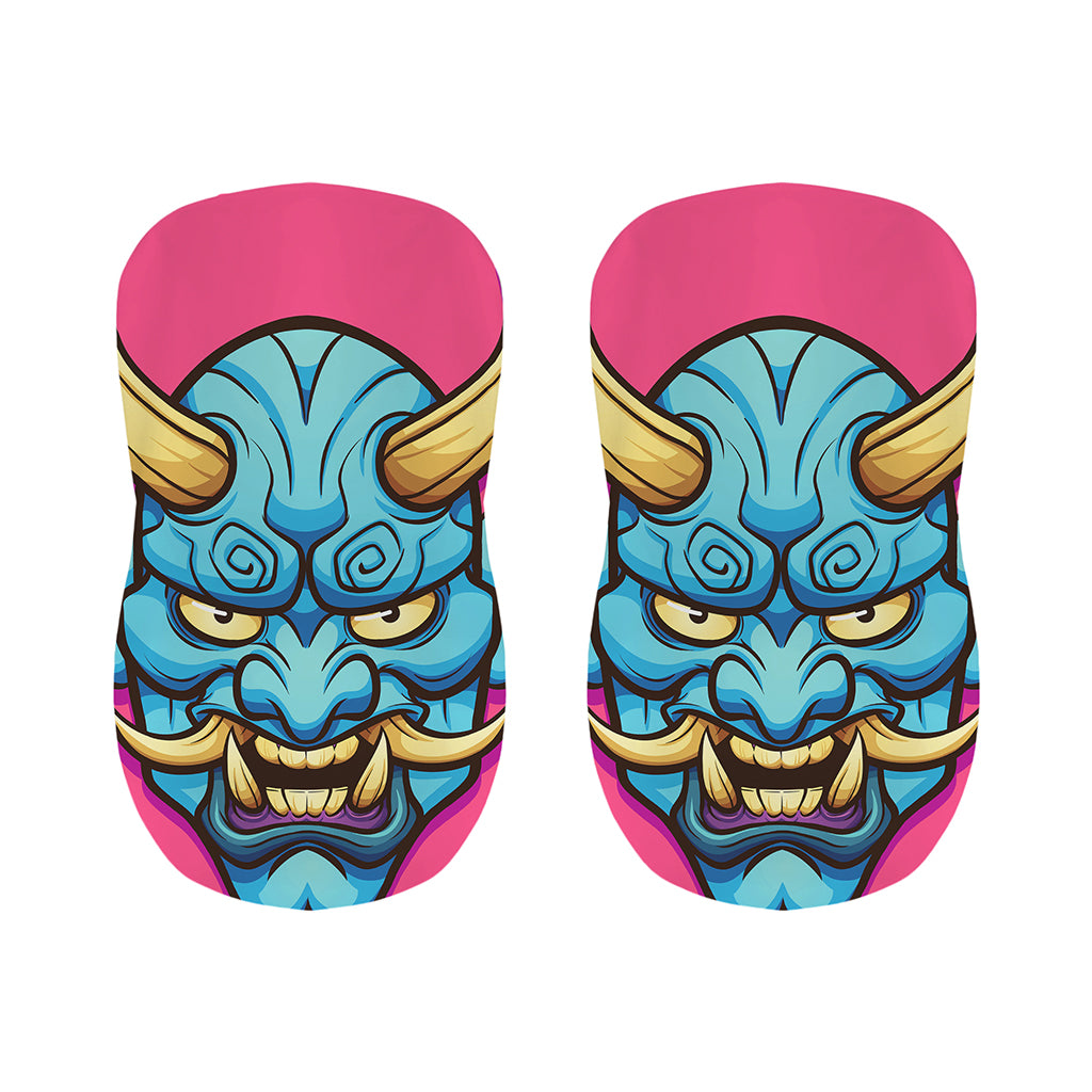 Blue Japanese Demon Print Bar Stool Covers