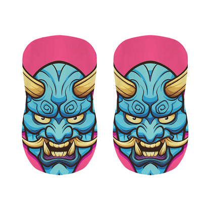 Blue Japanese Demon Print Bar Stool Covers