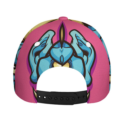 Blue Japanese Demon Print Baseball Cap