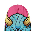 Blue Japanese Demon Print Beanie