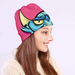 Blue Japanese Demon Print Beanie