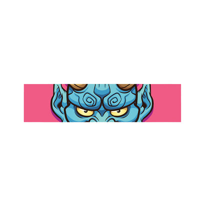 Blue Japanese Demon Print Bed Runner