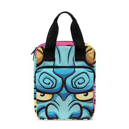Blue Japanese Demon Print Bible Tote Bag