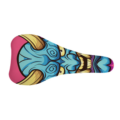 Blue Japanese Demon Print Bicycle Seat Cover