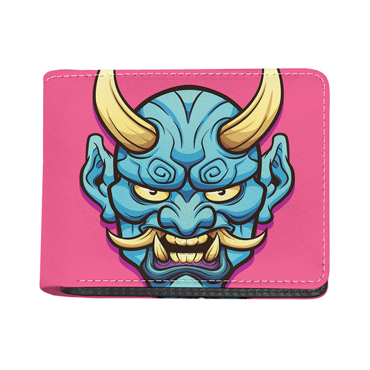 Blue Japanese Demon Print Bifold Wallet