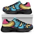 Blue Japanese Demon Print Black Chunky Shoes