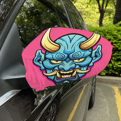 Blue Japanese Demon Print Car Side Mirror Covers