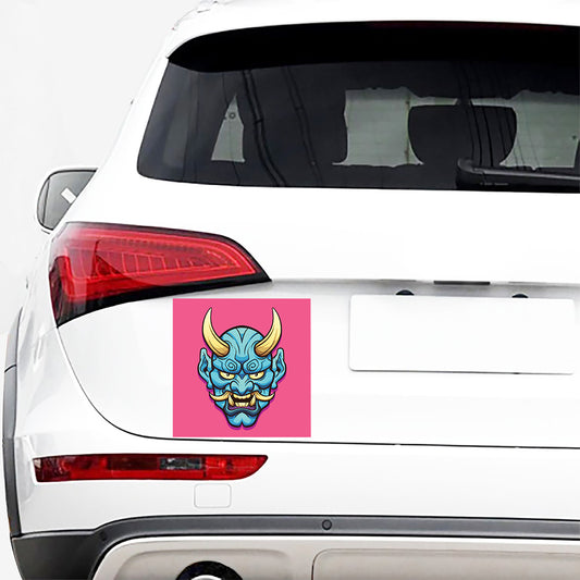 Blue Japanese Demon Print Car Sticker