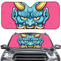 Blue Japanese Demon Print Car Windshield Sun Shade