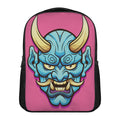 Blue Japanese Demon Print Casual Backpack