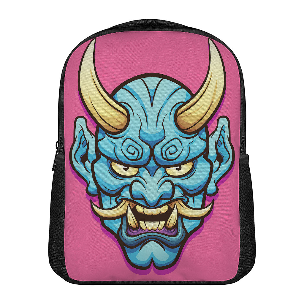 Blue Japanese Demon Print Casual Backpack