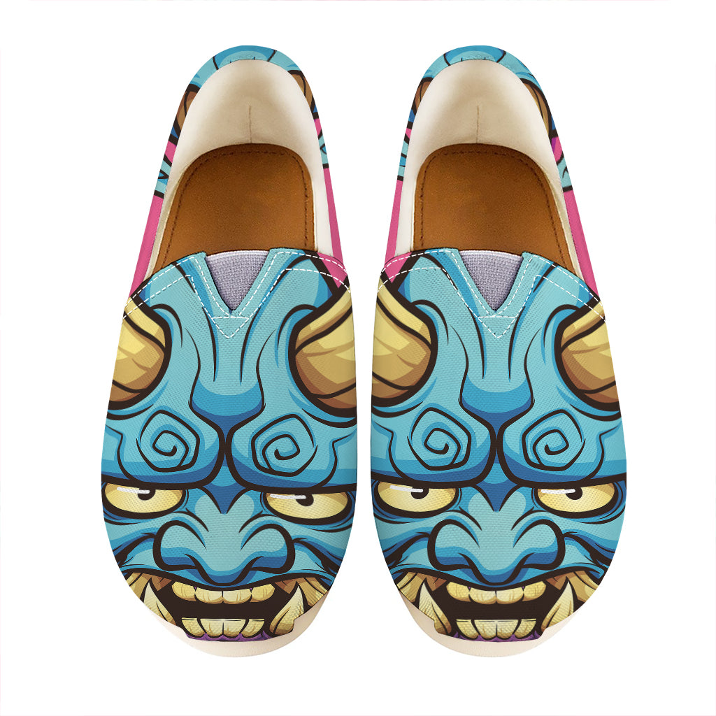 Blue Japanese Demon Print Casual Shoes