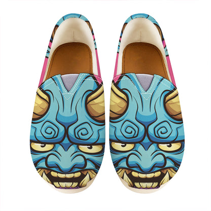 Blue Japanese Demon Print Casual Shoes