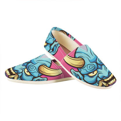 Blue Japanese Demon Print Casual Shoes