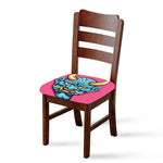 Blue Japanese Demon Print Chair Cushion Cover