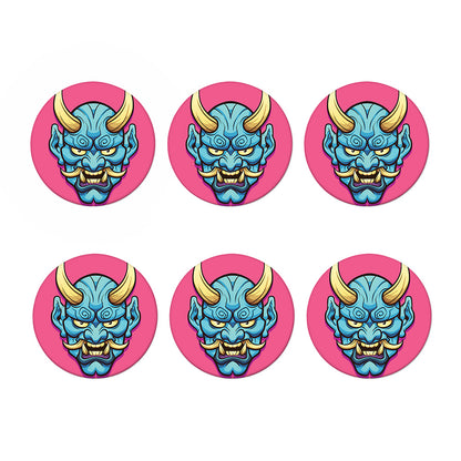 Blue Japanese Demon Print Coaster Set