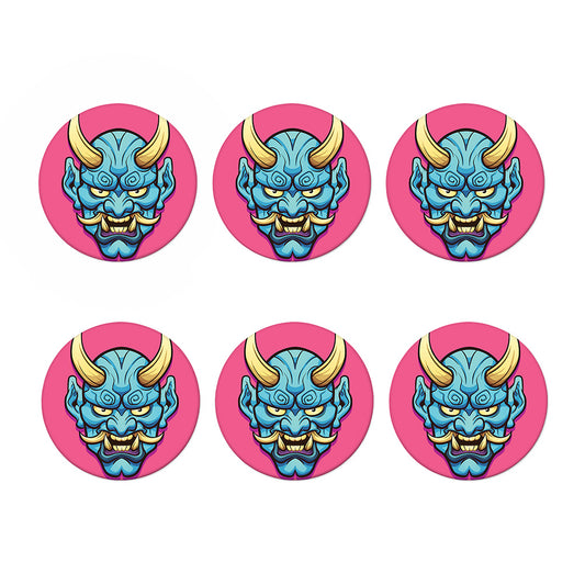 Blue Japanese Demon Print Coaster Set