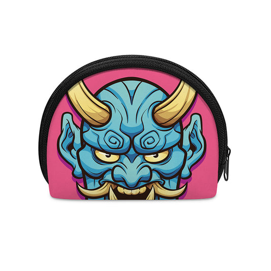 Blue Japanese Demon Print Coin Purse