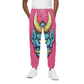 Blue Japanese Demon Print Cotton Sweatpants
