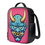 Blue Japanese Demon Print Crossbody Lunch Bag