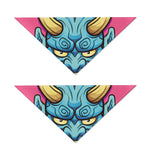 Blue Japanese Demon Print Dog Bandana
