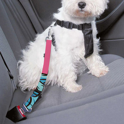 Blue Japanese Demon Print Dog Seat Belt